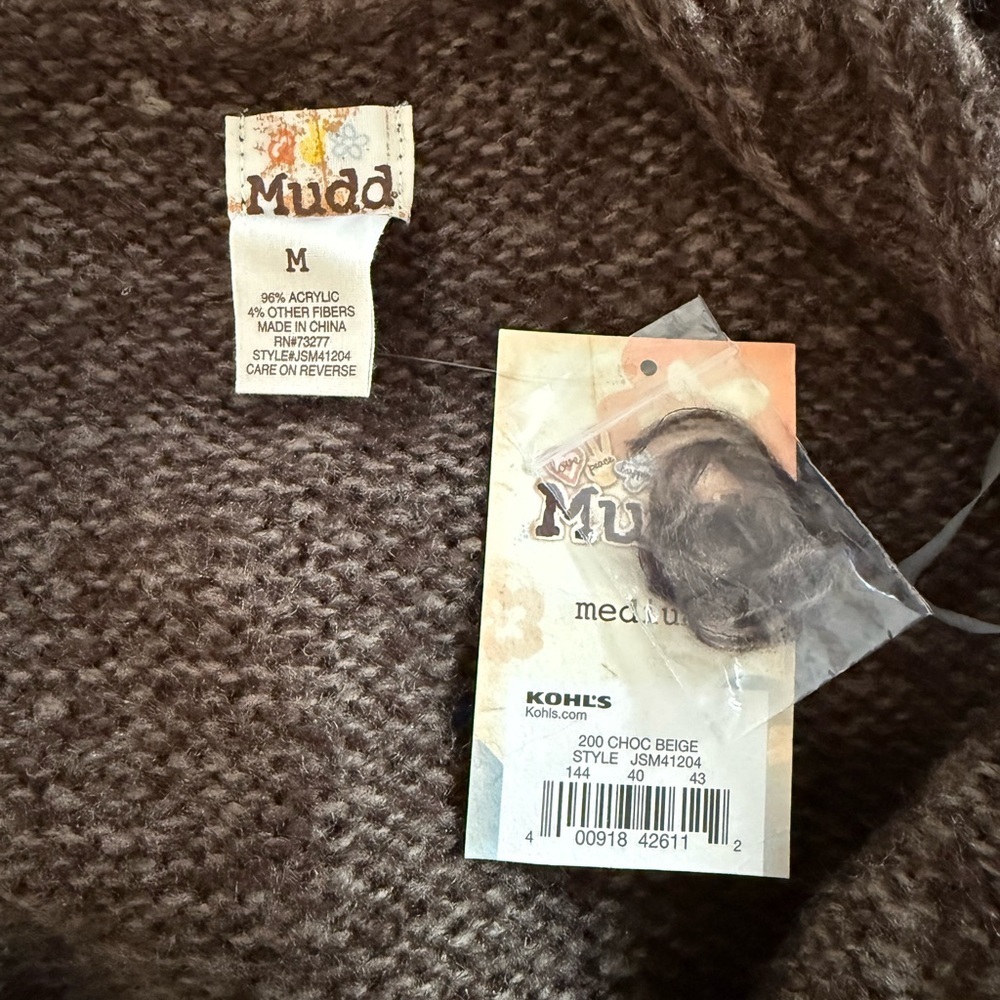 Mudd Brown Open Front Shawl Collar Sweater NWT Size M - Picture 3 of 4
